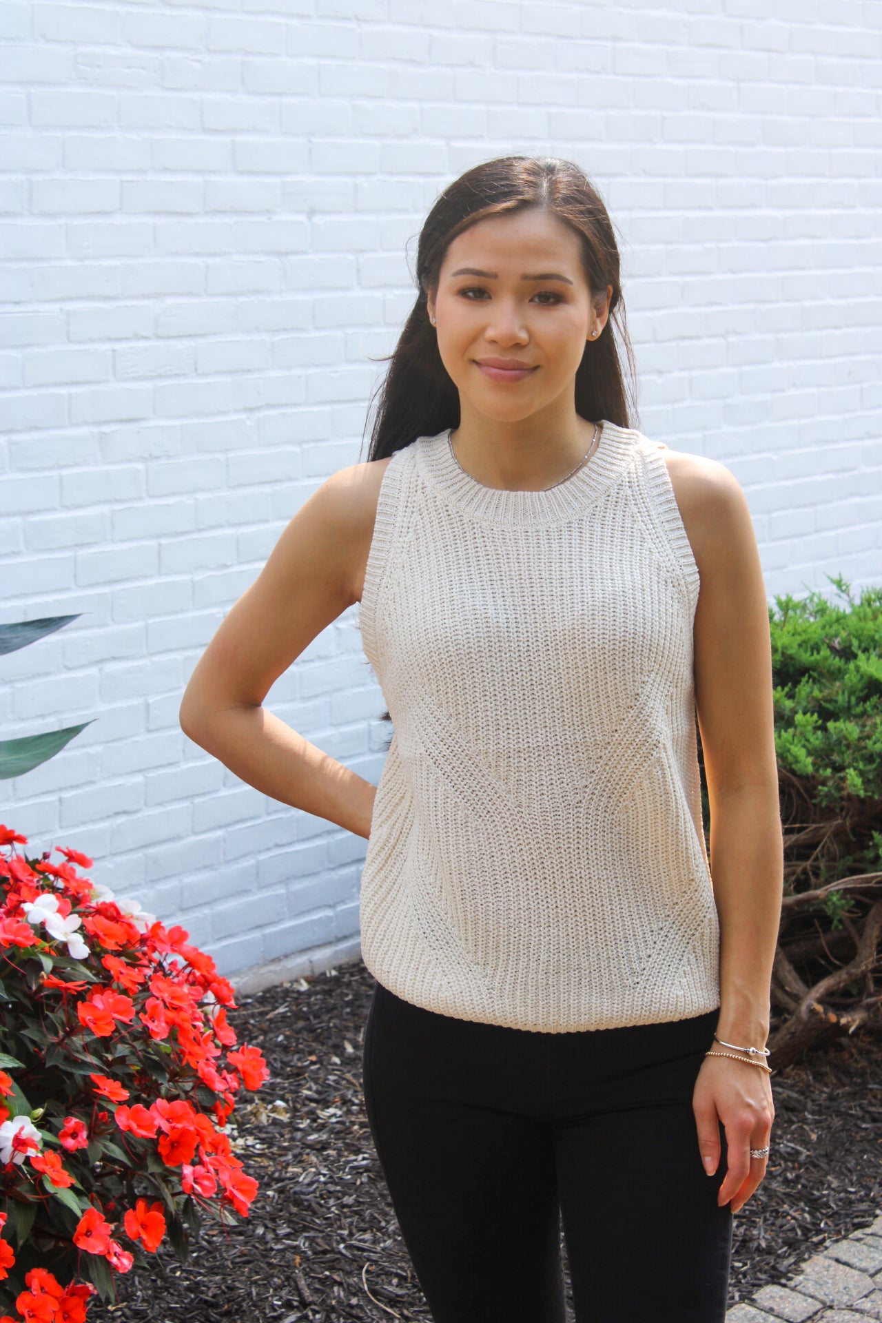 White sweater tank outlet top