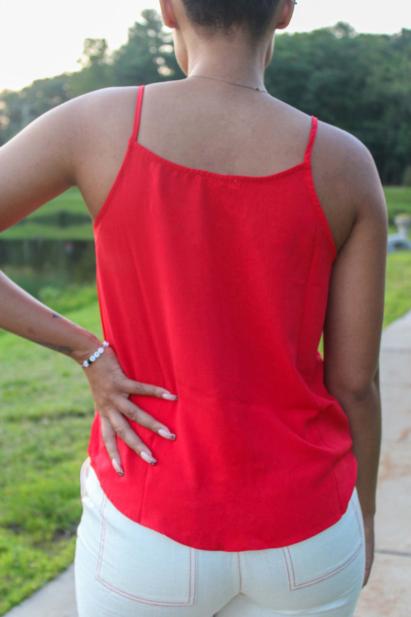Poppy Red Scallop Cami Tank Top