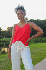 Poppy Red Scallop Cami Tank Top